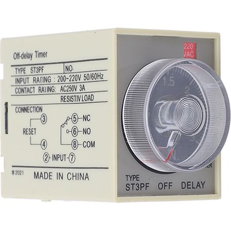 BERM Power Off Delay Relay Knob Control Timing Timer High Accuracy AC200‑220V ST3PF 3Min