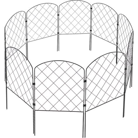 Clôture de Jardin en Métal (33cm L 61cm H) 10 Panneaux Décorative Clôture pour Jardin Barrière Gazon Parterre, Noir (1/5)