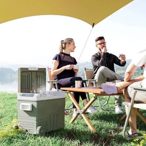 Nevera Portátil Eléctrica 45L Refrigerador de Coche 12V/24V -20℃ a +20 ℃ con Pantalla LED Táctil 64,5x43,5x53 cm Verde (1/5)