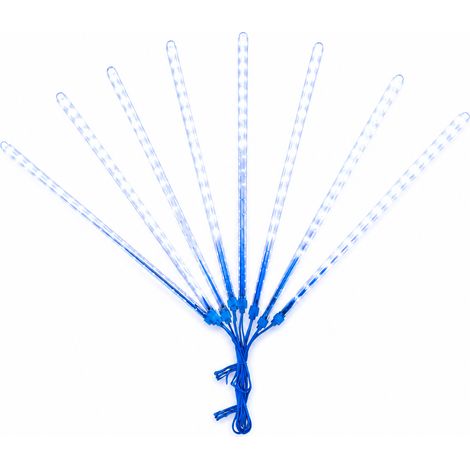 Guirlande Solaire LED Pluie de Météores Blanche, Lot de 8 Tubes pour Décoration de Noël Extérieure Étanche (1/5)