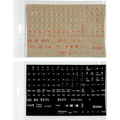 feuilles d'autocollants universels pour clavier anglais, lettres de remplacement pour clavier d'ordinateur portable-21x14cm (1/4)