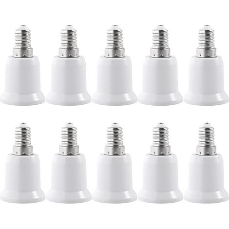 Adaptateur E14 vers E27, 10 Pièces, Blanc Convertisseur de Douille Base de Lampe, Compatible Ampoules LED, Compatible Ampoules à Incandescence (1/5)