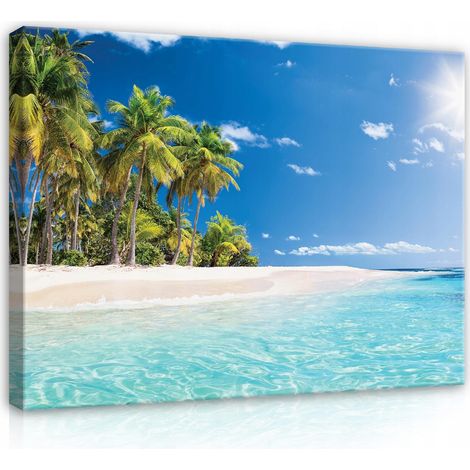 tableau mer plage sur toile pour chambre 60x40 (1/3)