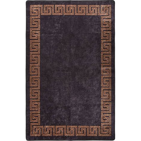 Tapis de salon Style Moderne Tapis de sol - Tapis lavable antidérapant 160x230 cm Noir et doré BV452304 - BonneVie (1/5)