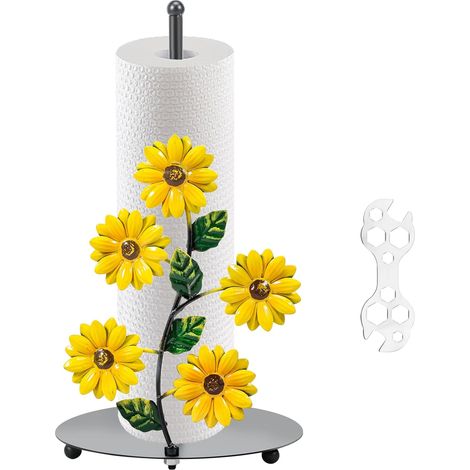 CCYKXAPorte-rouleau de papier de cuisine de 33 cm sur pied en fer motif tournesol - Chaud et lumineux - Décoration et accessoires (1/5)