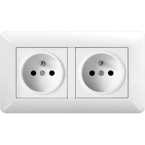 Plaque Double Prise Type 146 Interrupteurs & USB-A/USB-C avec Voyants Blanc Verre 16A 220V Rénovation Moderne