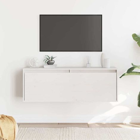 vidaXL Armario de pared de madera maciza de pino blanco 100x30x35 cm (1/5)