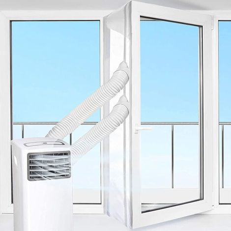Kit de joint de fenêtre de climatiseur universel , pour climatiseur mobile portable, kit d'aération de fenêtre de sèche linge, fixation de tuyau d'arrêt d'air chaud, sans perçage, facile à i (1/5)