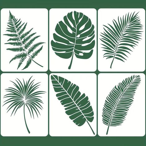 Pochoirs de grandes feuilles pour peinture murale, pochoir de plante de 40 x 30 cm, pochoir mural de feuille de palmier, motifs de feuilles tropicales pour murs (1/5)