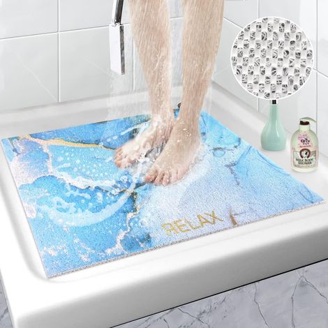 Tapis de douche antidérapant 60 x 60 cm Tapis de bain lavable Tapis de bain anti-moisissure PVC luffa antidérapant (1/5)