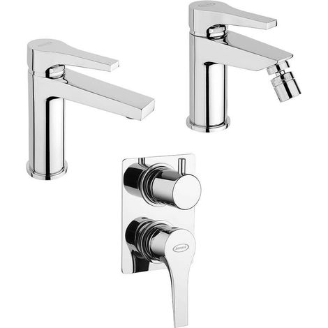 Set miscelatori lavabo + bidet + incasso doccia con deviatore Jacuzzi  rubinetteria Moonlight ottone cromato per piletta click clack (1/5)