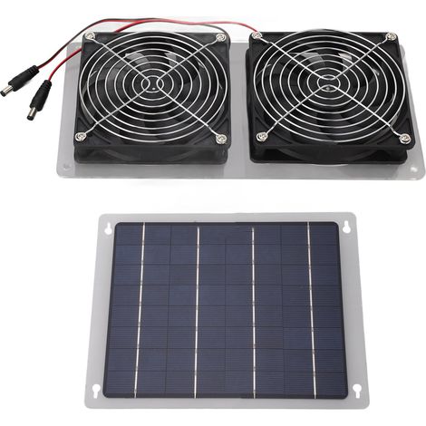 Kit de ventilateur solaire 100 W pour ventilation extérieure, extracteur d'air et refroidissement, idéal pour niche pour animaux ou grenier. (1/5)