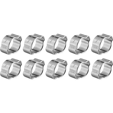 10pcs Zinc Plated Iron Galvanized Two Ear Hose Clamp 5‑23mm for Fule Petrol Pipe Tube (7‑9MM)