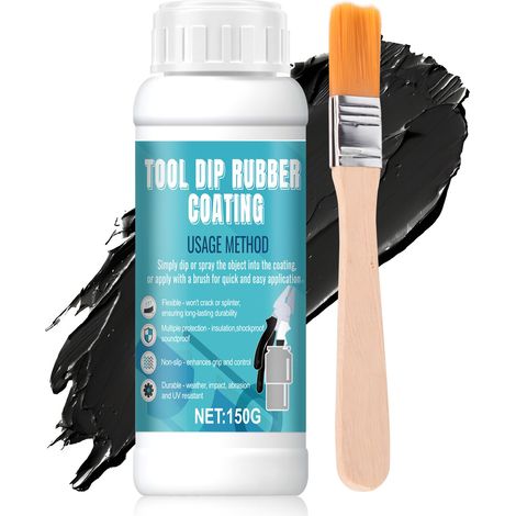 Colle Caoutchouc, Caoutchouc Liquide, Multi Purpose Rubber Coating, Imperméable, Flexible et Amovible, Convient pour la Protection des Pinces et des Outils de Bijouterie, Noir, 150 g (1/5)