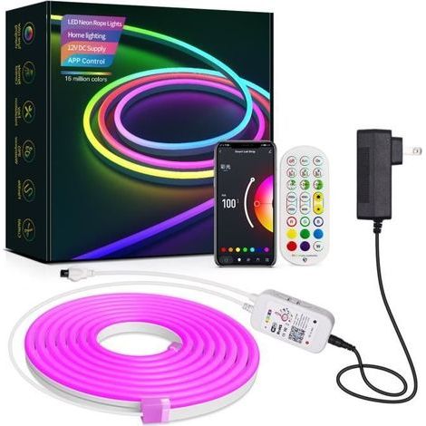 (Mehrfarbiger) Neon-LED-Streifen – RGBIC – 2 m – Smart WiFi – IP67 wasserdicht – Mehrfarbig (1/3)