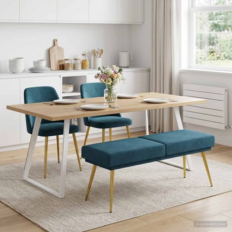 vidaXL Banc à double couche Bleu 120 x 45 x 46 cm Velours (1/5)