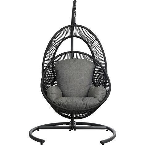 Tim chaise suspendue avec coussin noir, gris. (1/4)
