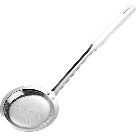 Cuiller filtrante en inox 304 avec manche long 34cm pour éliminer la graisse et les bulles, filtre pour soupe, ustensile de filtration pour huile, filtre pour bouillon, filtre pour bulles, cuiller fil