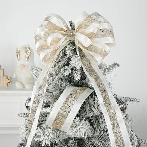 Ruban À Décorer - Ruban À Paillettes Dorées Avec Fil Métallique - Pour Arbre De Noël Guirlande Couronne Et DIY - 2 M - 1 Rouleau