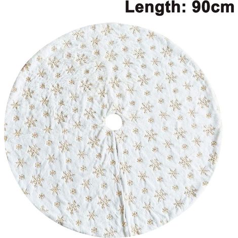 Tapis de sapin de Noël 90 cm en fausse fourrure, couverture de sapin de Noël épaisse et moelleuse dorée KLB (1/5)