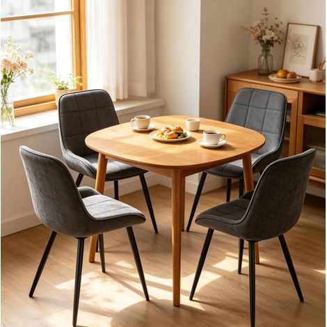 Chaises salle manger capitonnées 4 pièces gris foncé HAVRYA (1/5)