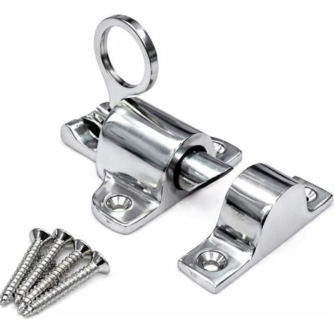 Loquet de fenêtre en chrome poli de 65 mm avec anneau de traction à ressort pour fenêtre, lucarne, armoire (1/5)