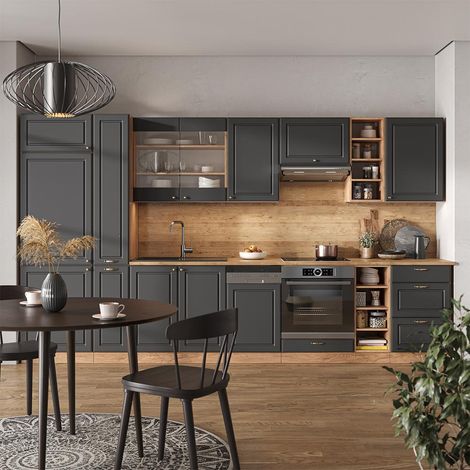 Cuisine Fame-Line, Anthracite Campagne/Chêne doré, 355 cm , PT Anthracite, Vicco