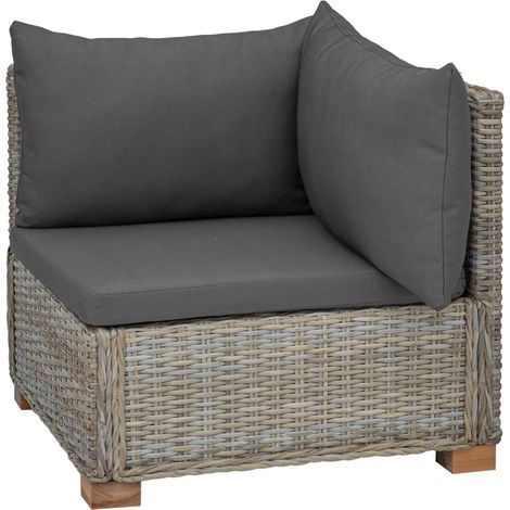 Divano Angolare con Cuscini GENDT Rattan naturale Grigio Kubu vidaXL (1/5)