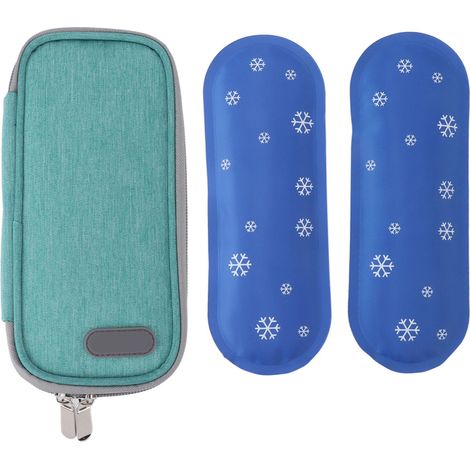 Étui isotherme pour insuline avec 2 blocs réfrigérants, sac isotherme portable pour usage médical, idéal pour les voyages en extérieur (type 3). (1/5)