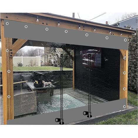 Pannelli laterali in telone trasparente per gazebo, con cerniera, tende in telone trasparente in vinile PVC impermeabile per esterni, telone impermeabile per pergola, con occhielli (Colore: LxA, Coda