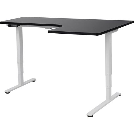 Eckschreibtisch elektrisch höhenverstellbar DESTINES 160 cm 109 cm Schwarz / Weiß rechtsseitig (1/5)