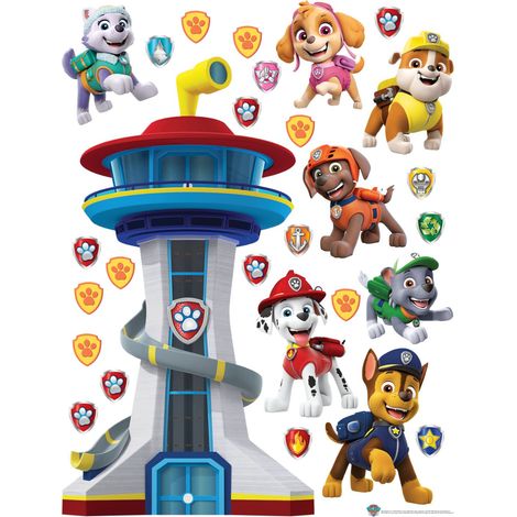 Sticker mural PAW Patrol 8 autocollants – Dimensions 85x65 cm – Vinyle écologique pour chambre enfant – Facile à appliquer