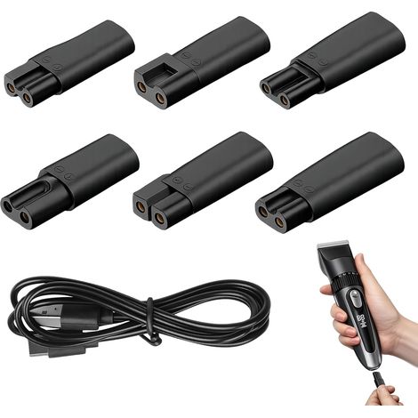 Lot de 7 câbles d'alimentation USB 5 V - Chargeur de rechange - Pour rasoir, câble de charge - Convient pour tondeuse à cheveux électrique, tondeuse à barbe, tondeuse à cheveux électrique, etc. (1/5)