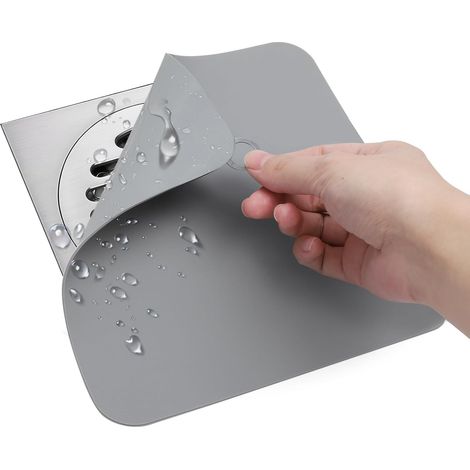 2 Pièces Bouchon de Vidange en Silicone, 20 × 20 cm Siphon Carré, Bouchon Douche Anti Odeur, Bouchon Anti-Odeurs pour Douche, Cuisine, Salle de Bain, Toilettes (Gris) (1/5)