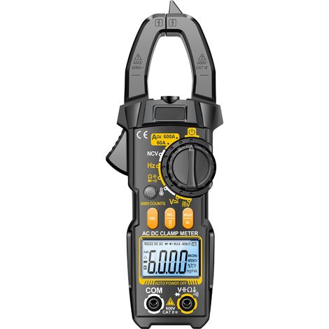 Digital Multimeter 6000 Counts High Accuracy AC DC Clamp Meter Voltage Current Tester with LCD Display Black