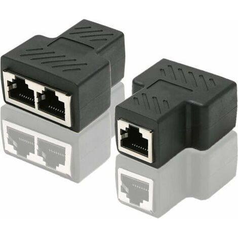 Adaptateur Ethernet Double Prise Femelle CAT6 Noir - Lot de 2 -ULISEM (1/4)