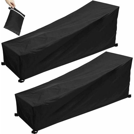 Funda para tumbona XVX de 2 piezas, 200x75x40/70cm, funda protectora con cordón ajustable, tejido Oxford 210D, impermeable y resistente al viento para tumbonas de jardín. (1/5)