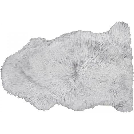 Tapis peau de mouton longs poils shaggy 60x95 gris en laine SHEPHERD (1/5)