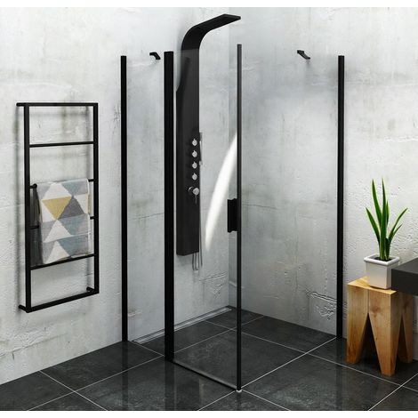 Polysan Zoom Black - Cabine de douche 100x100 cm, version G/D, Antidrop, verre transparent/noir mat ZL1310BZL3210B (1/5)