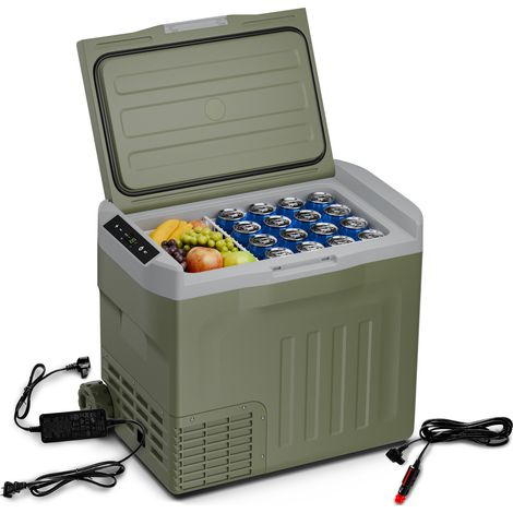 Klarstein PolarForce frigo portatile a compressore da 40 litri  pannello LCD  illuminazione  fuoristrada  protezione batteria  12V/230V