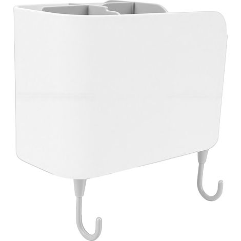 Boîte de rangement murale multifonctionnelle pour ustensiles de cuisine, avec séparateurs amovibles et crochets, pour cuisine et salle de bain, blanc crème, taille L (1/5)
