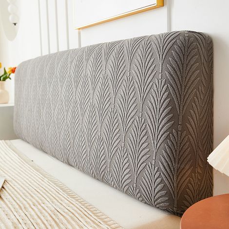 Funda para cabecero de 180 cm, funda elástica de jacquard resistente a las manchas, funda protectora lavable de color gris. (1/5)