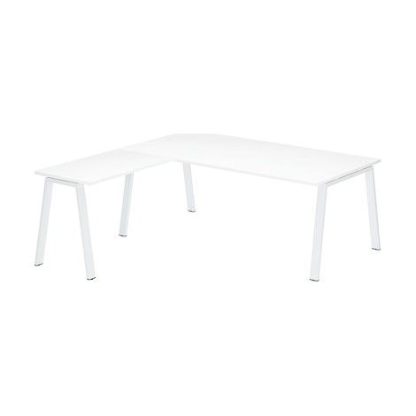 Bureau d'angle manager blanc L 200 x P 200 piètement métal blanc - Arch - Maxiburo