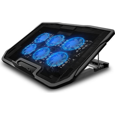 Bureau de refroidissement pour ordinateur portable avec ventilateur LED double USB, support de refroidissement pour PC, coussin de ventilation pour notebook (1/5)
