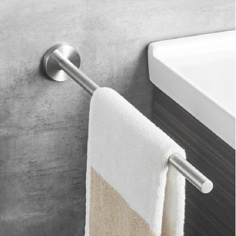 GROOFOO Porte Serviette Salle de Bain, Porte Serviettes Murale pour Salle de Bain Ou Cuisine, Auto-Adhésif Porte Serviette Noir en Acier Inoxydable 40cm (Unique)
