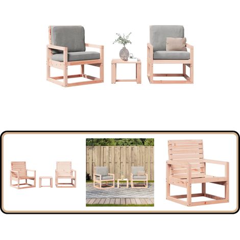 3-tlg. Garten-Lounge-Set Massivholz Douglasie - Gartensofa - Loungesessel - Gartenmöbel - Holztisch - Esszimmergarnitur