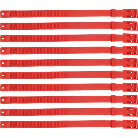 Set mit 10 Ziegenhalsbändern aus PU – rot – 58 cm – für Kühe/Pferde/Schafe – verstellbar