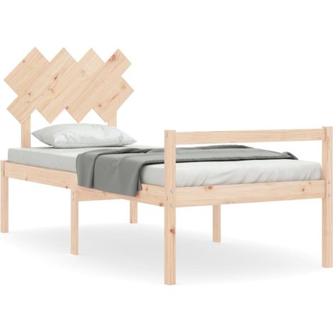 Lit pour personne âgée et tête de lit simple bois massif (1/5)