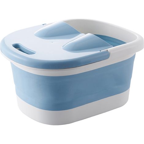 Baignoire pliante pour pieds avec rouleaux massants, spa portable pliable, seau de trempage pour les pieds avec couvercle et poignée, bleu (1/5)