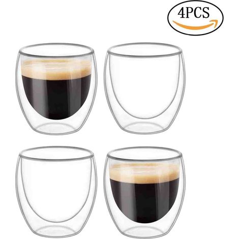 Tasses à café en verre double paroi 250 lot de 2 250 ml (1/4)